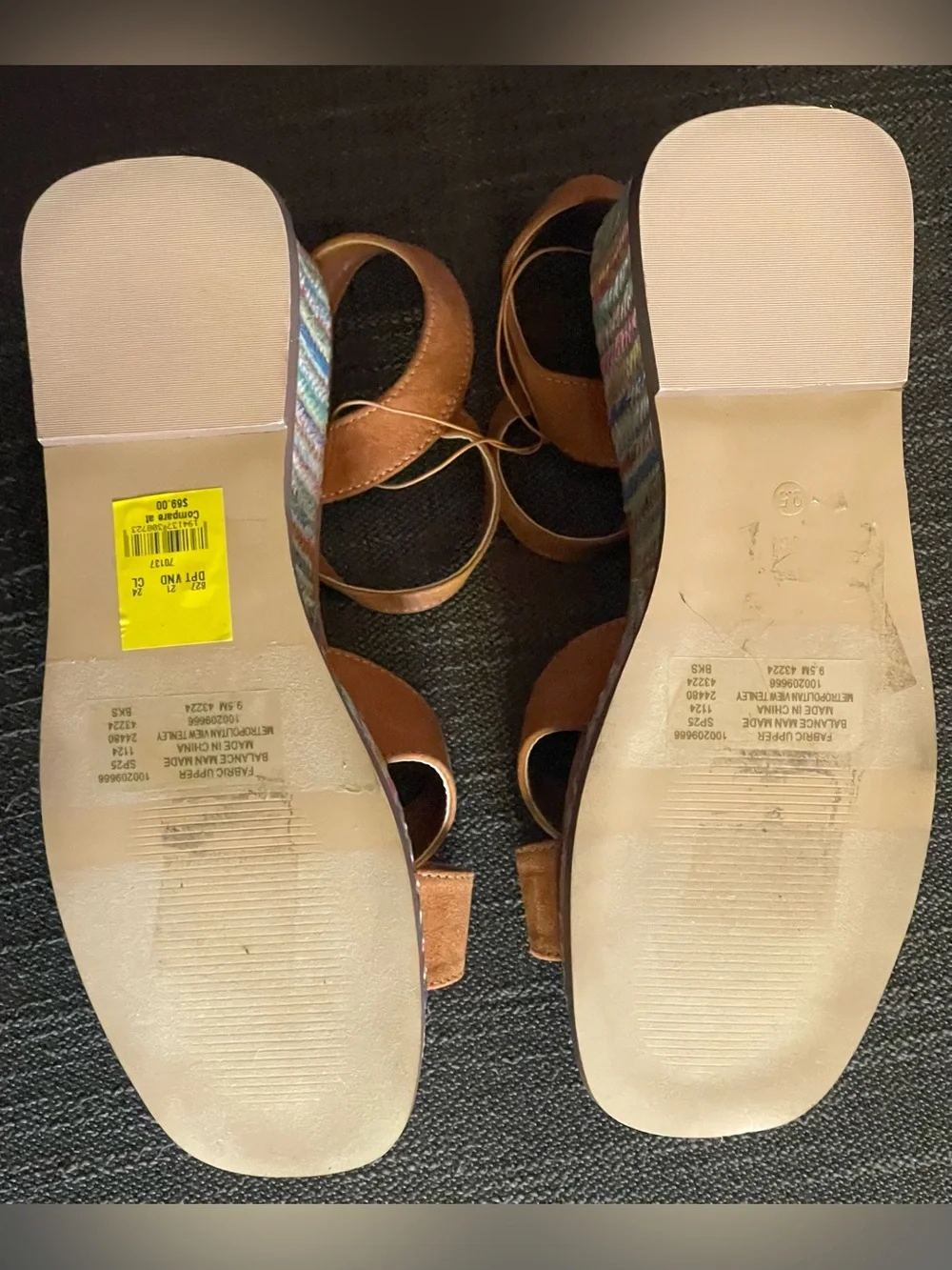 Metropolitan View Tan Suede Crisscross Wedge Sandals